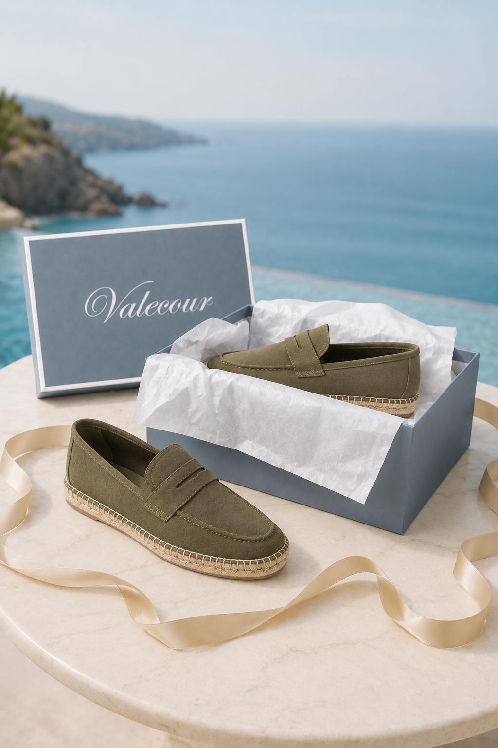 Espadrille aus Veloursleder Olive