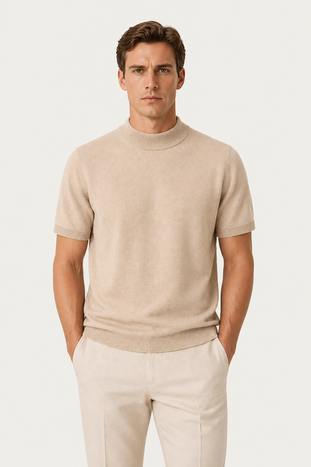 Gestricktes T-Shirt Azure Beige