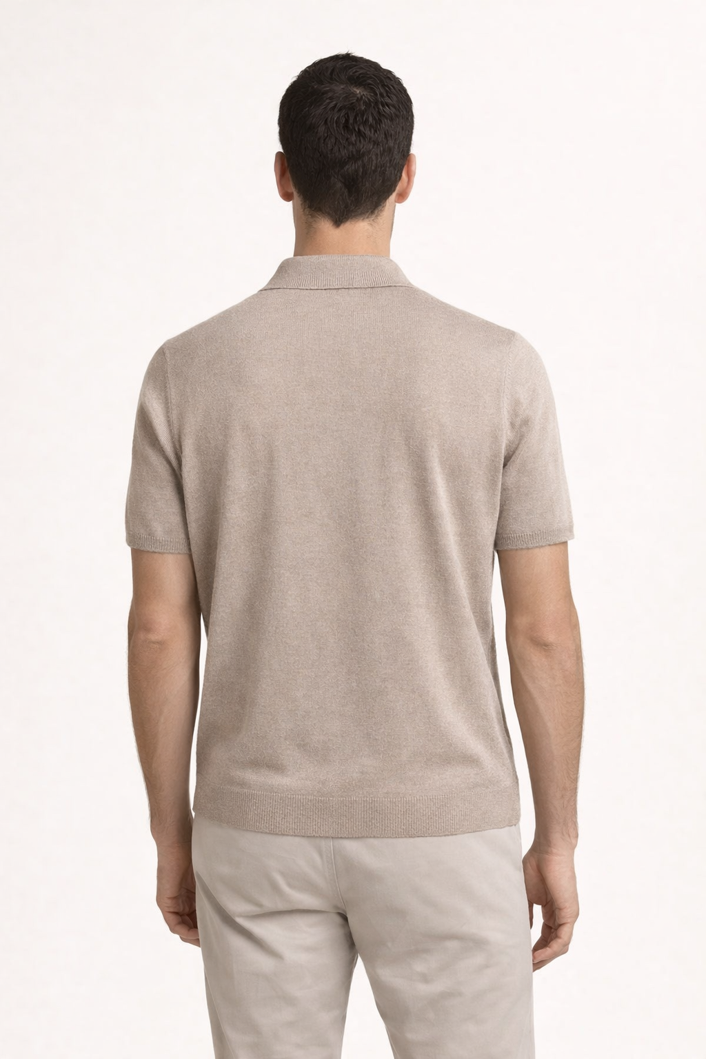 Klassisches Poloshirt ohne Knöpfe – Taupe