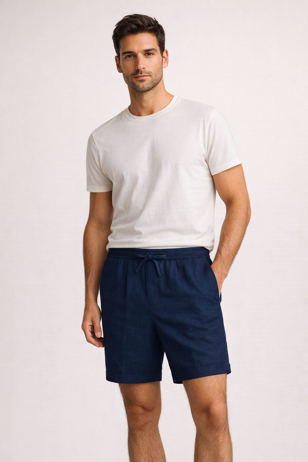 Navy Linen Bayside Shorts