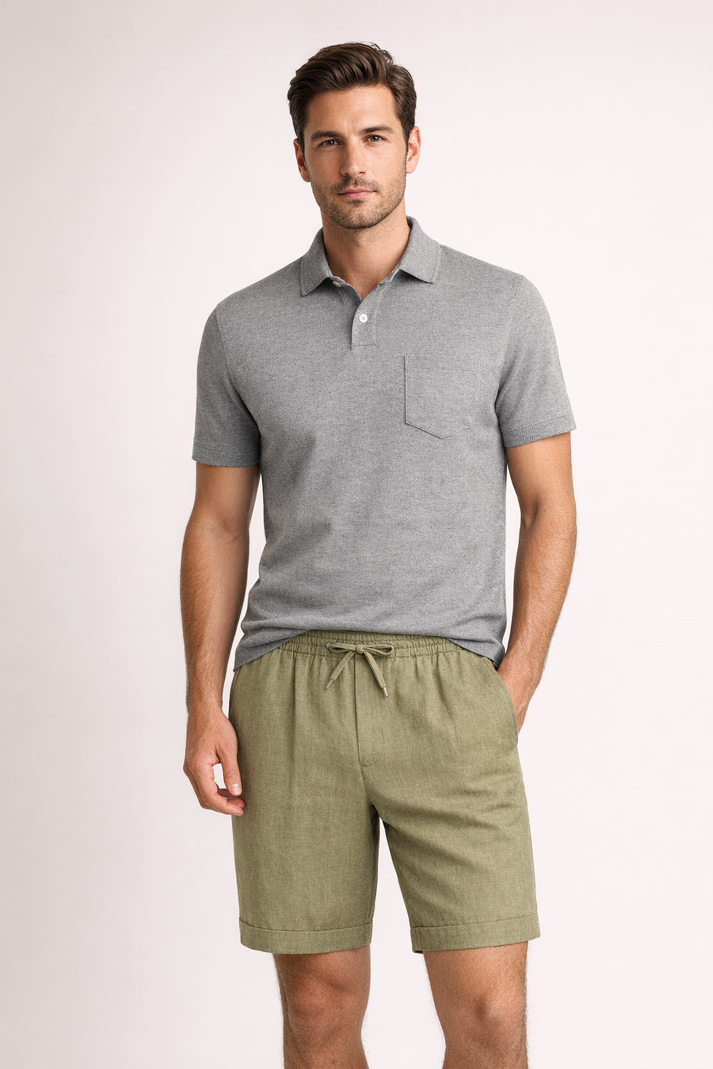 Olive Linen Bayside Shorts