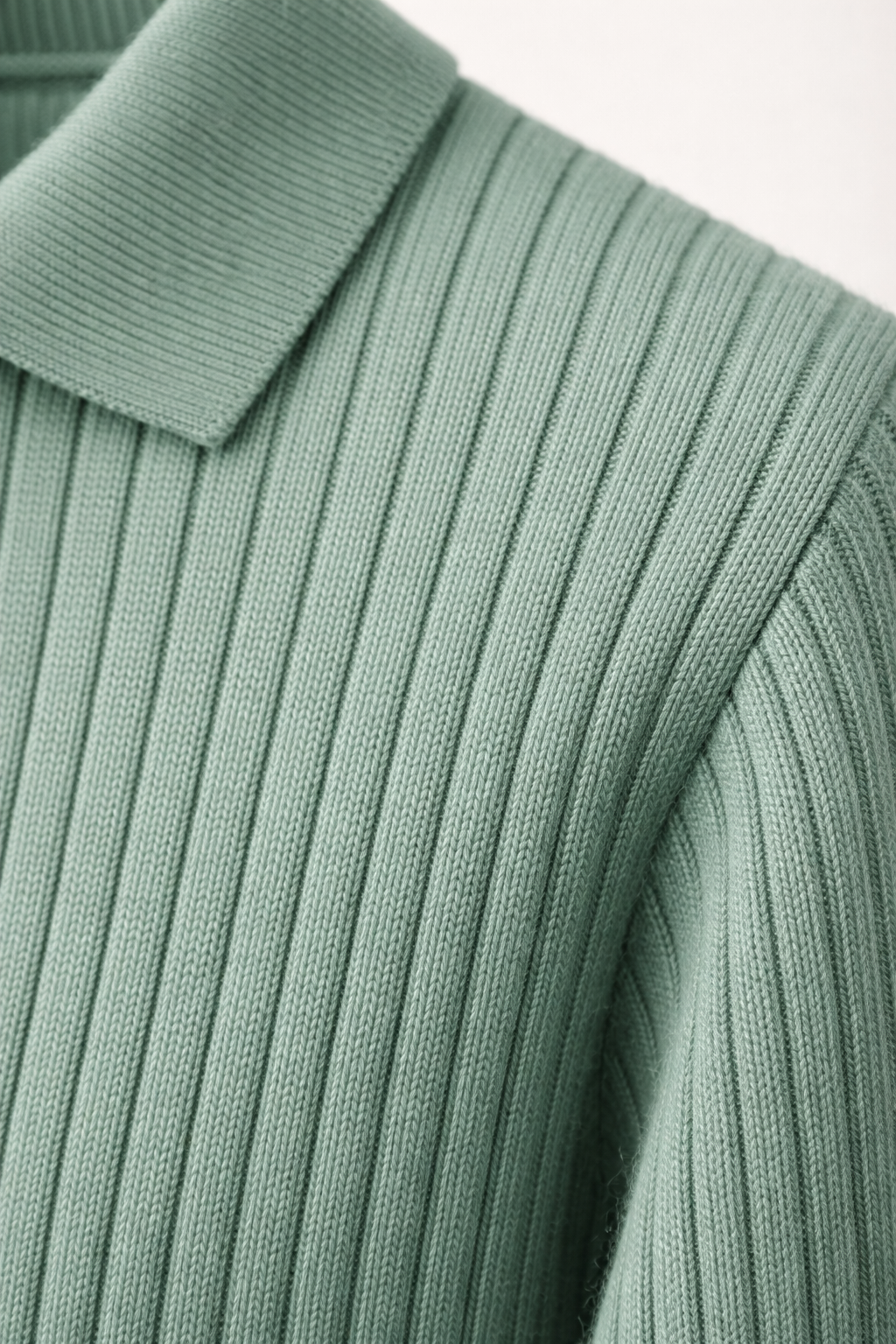 Gerippter Half-Zip Hellgrün