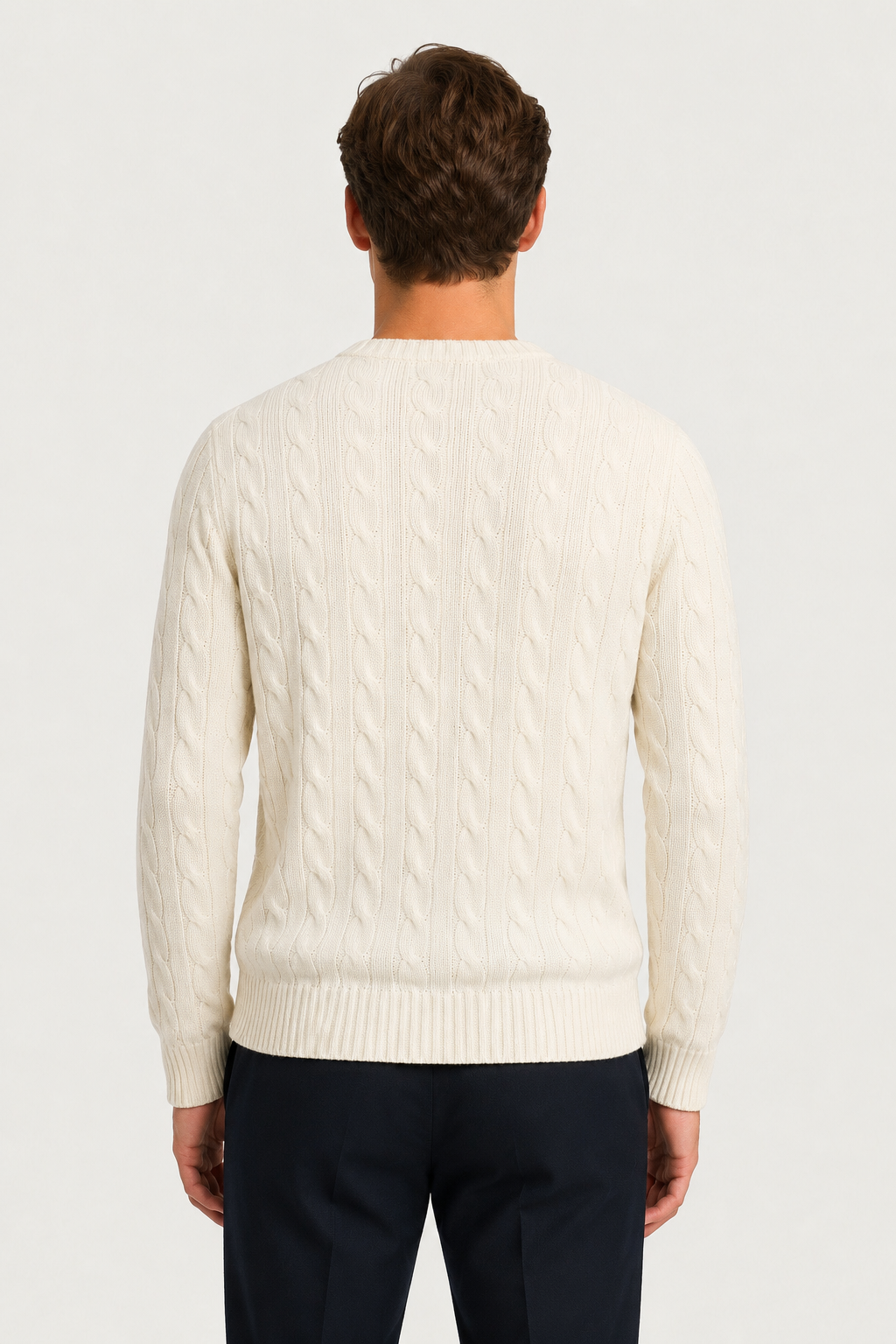 Zopfpullover in Cremefarbe