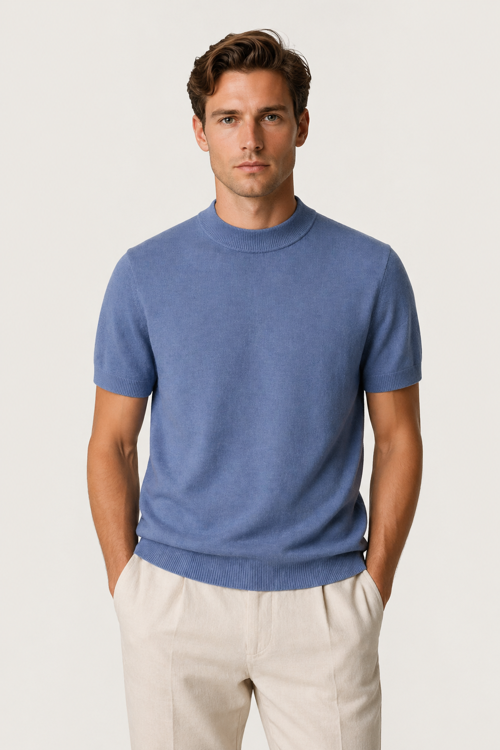 Azure Strick-T-Shirt Blau
