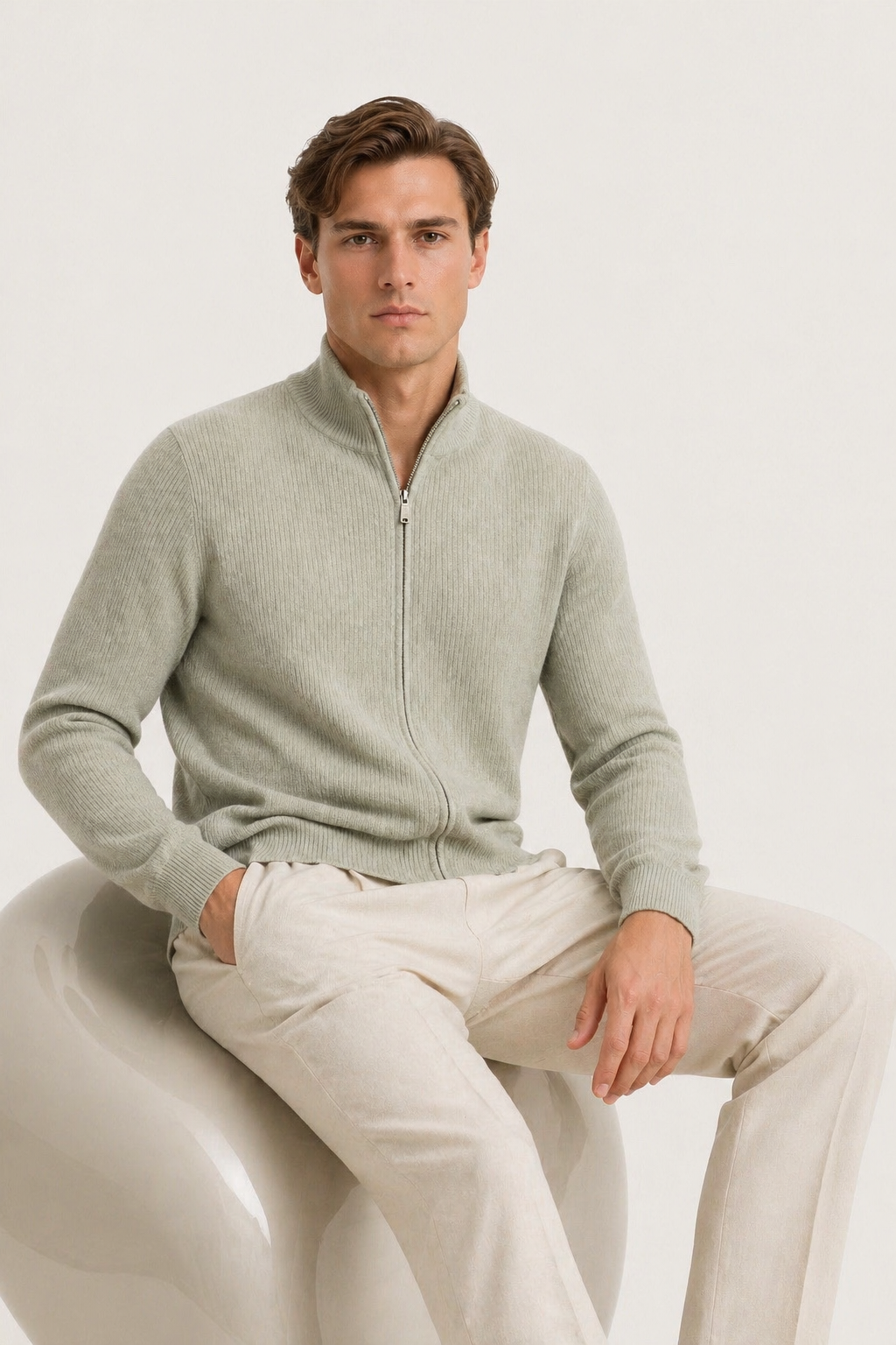 Lodève Zip-Strickjacke Grün