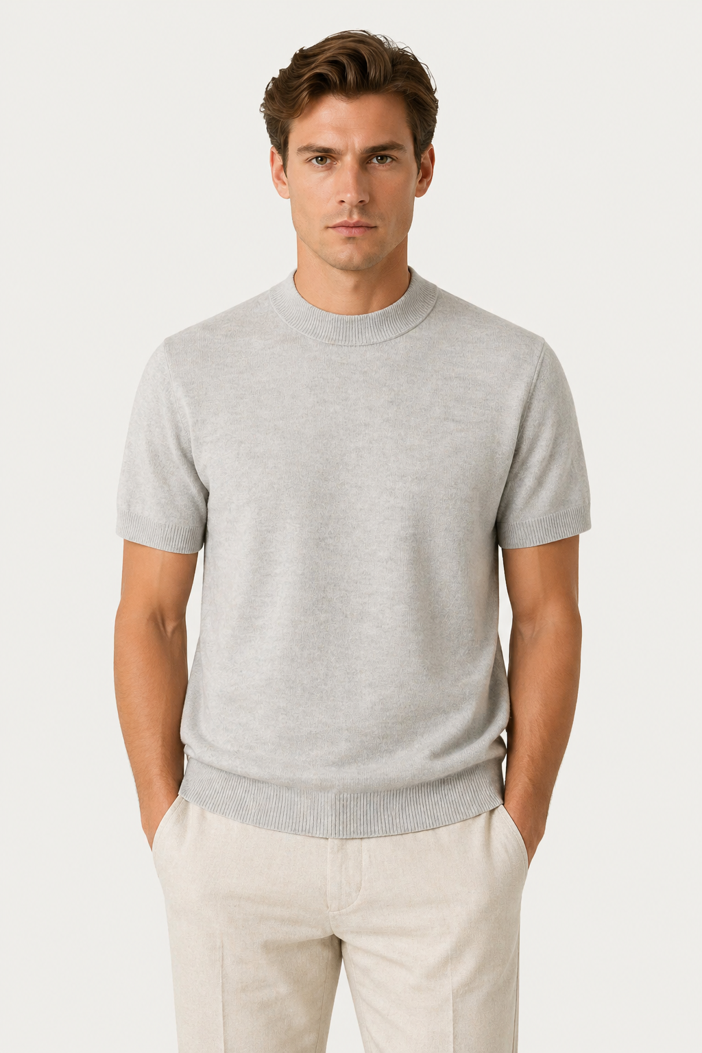 Azure Strick-T-Shirt Grau