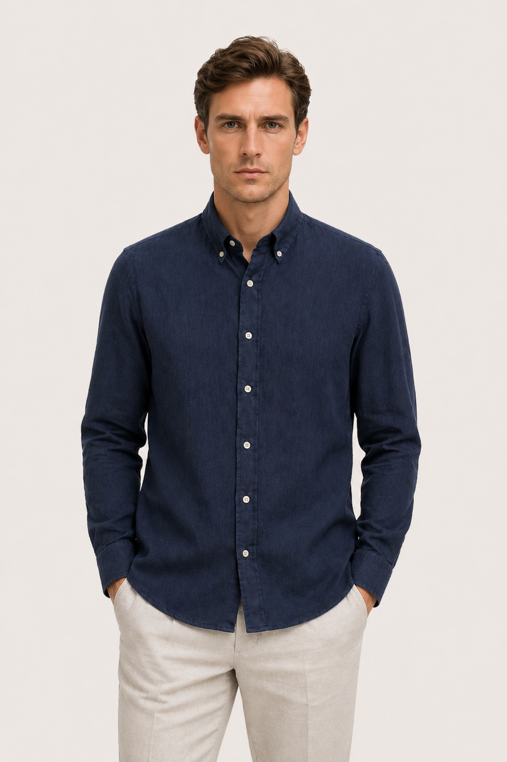Haute Leinenhemd Navy
