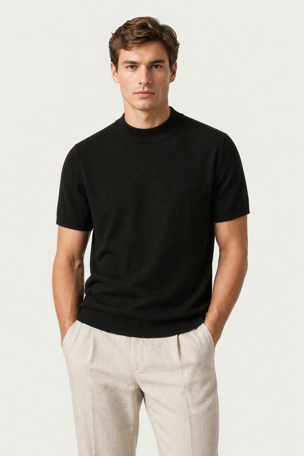 Azure Strick-T-Shirt Schwarz