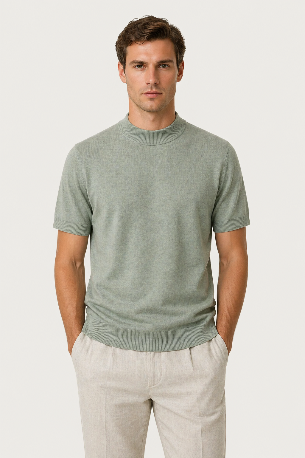 Azure Strick-T-Shirt Salbeigrün