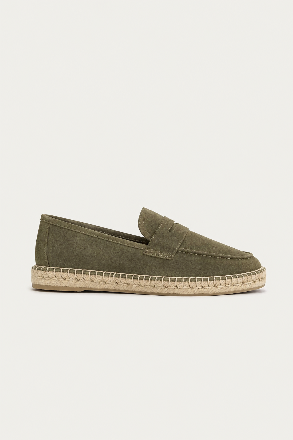 Espadrille aus Veloursleder Olive