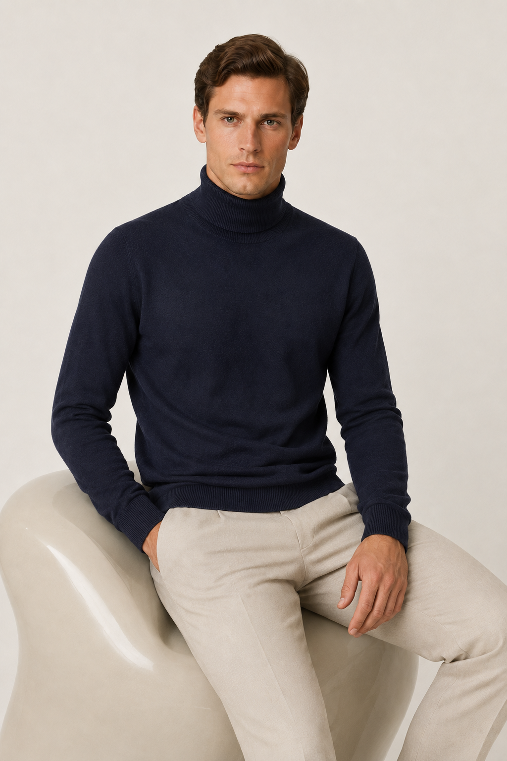Intemporel Rollkragenpullover Jeansblau