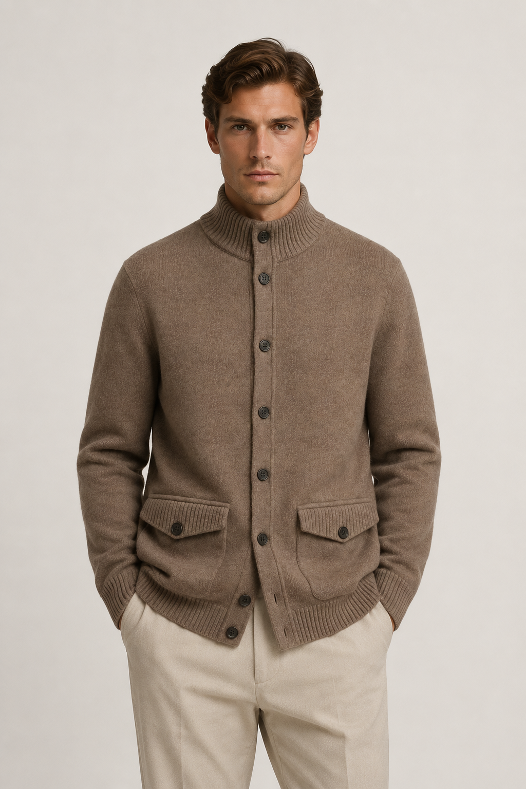 Strickjacke mit Knöpfen Mokka
