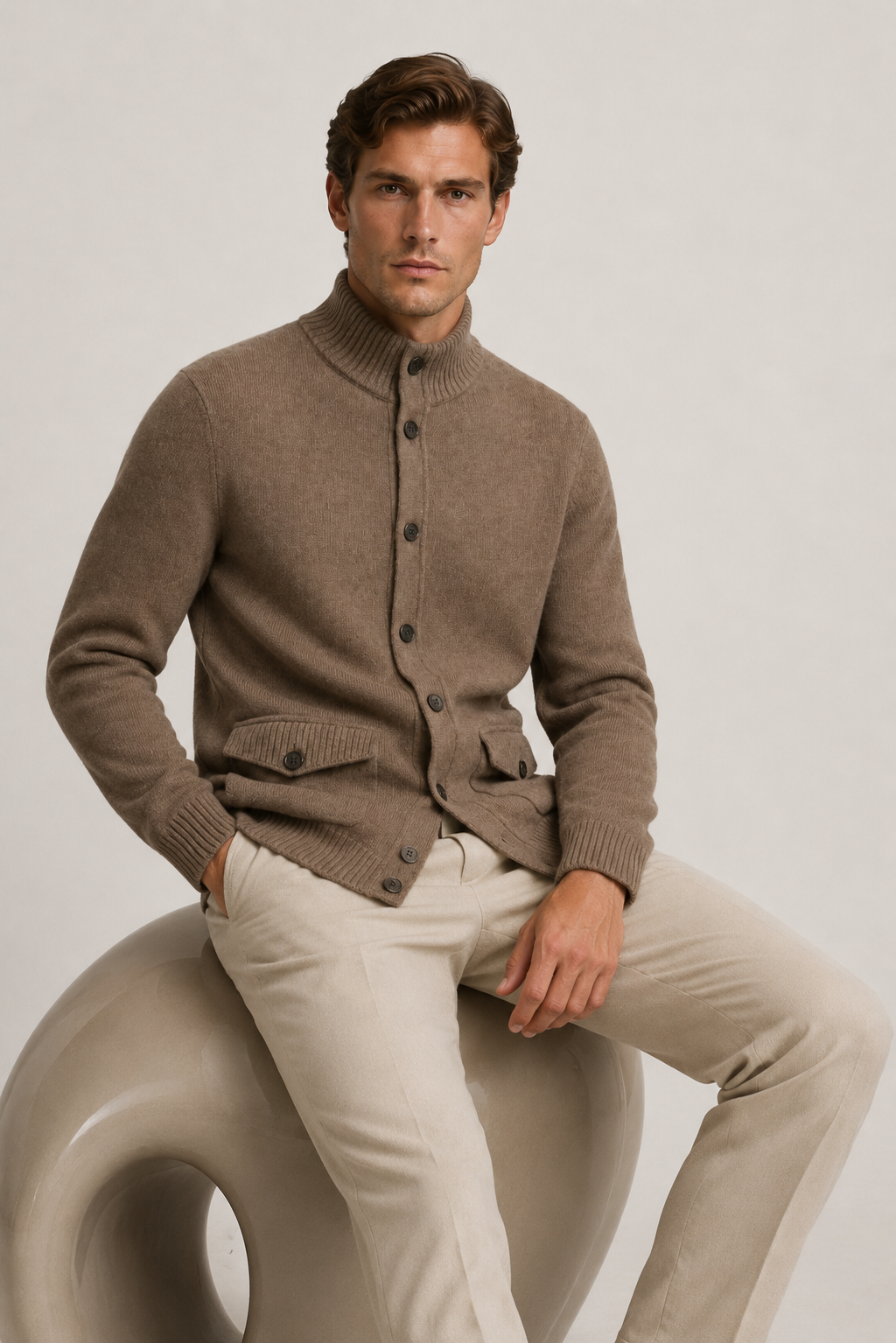 Strickjacke mit Knöpfen Mokka