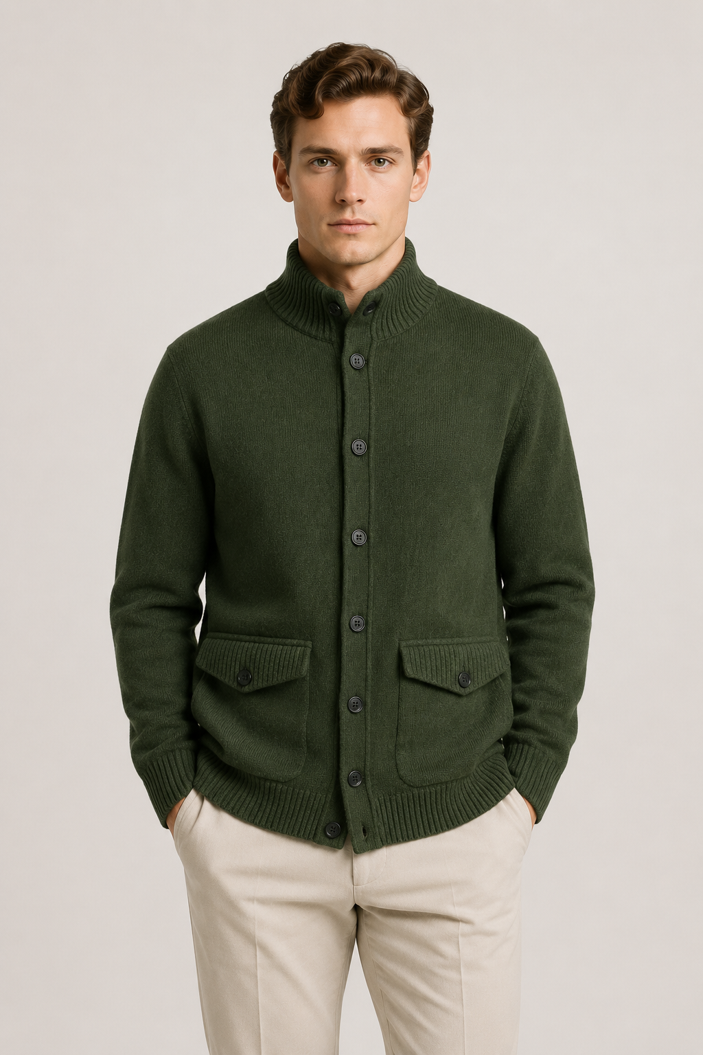 Strick-Cardigan mit Knöpfen, Forest
