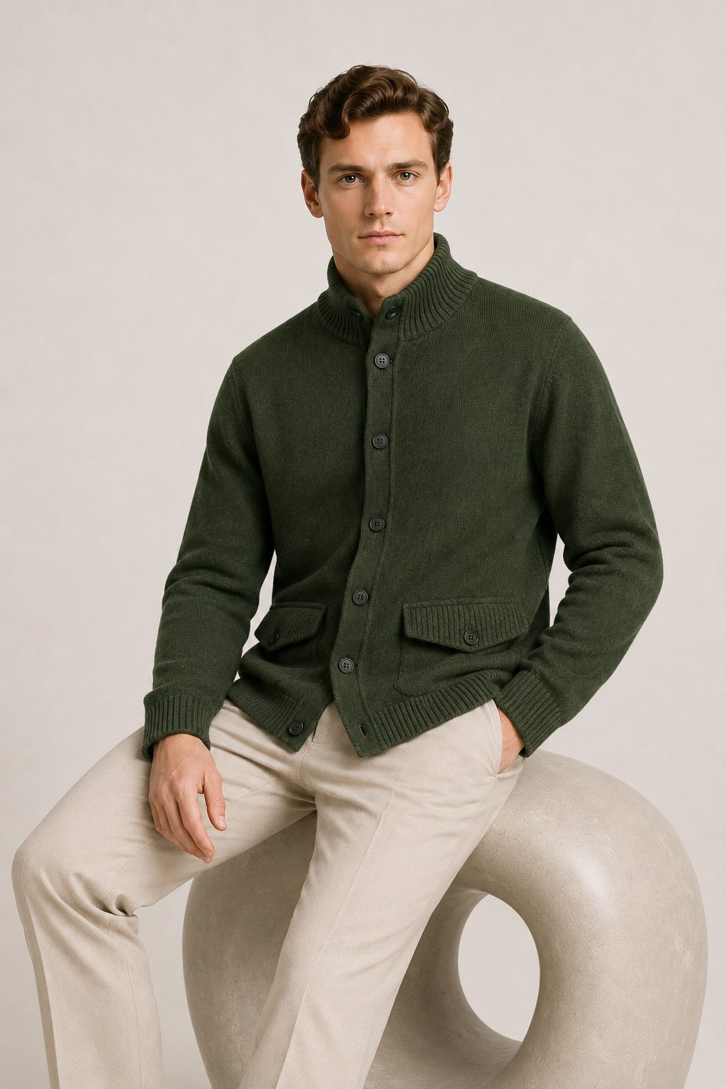 Strick-Cardigan mit Knöpfen, Forest