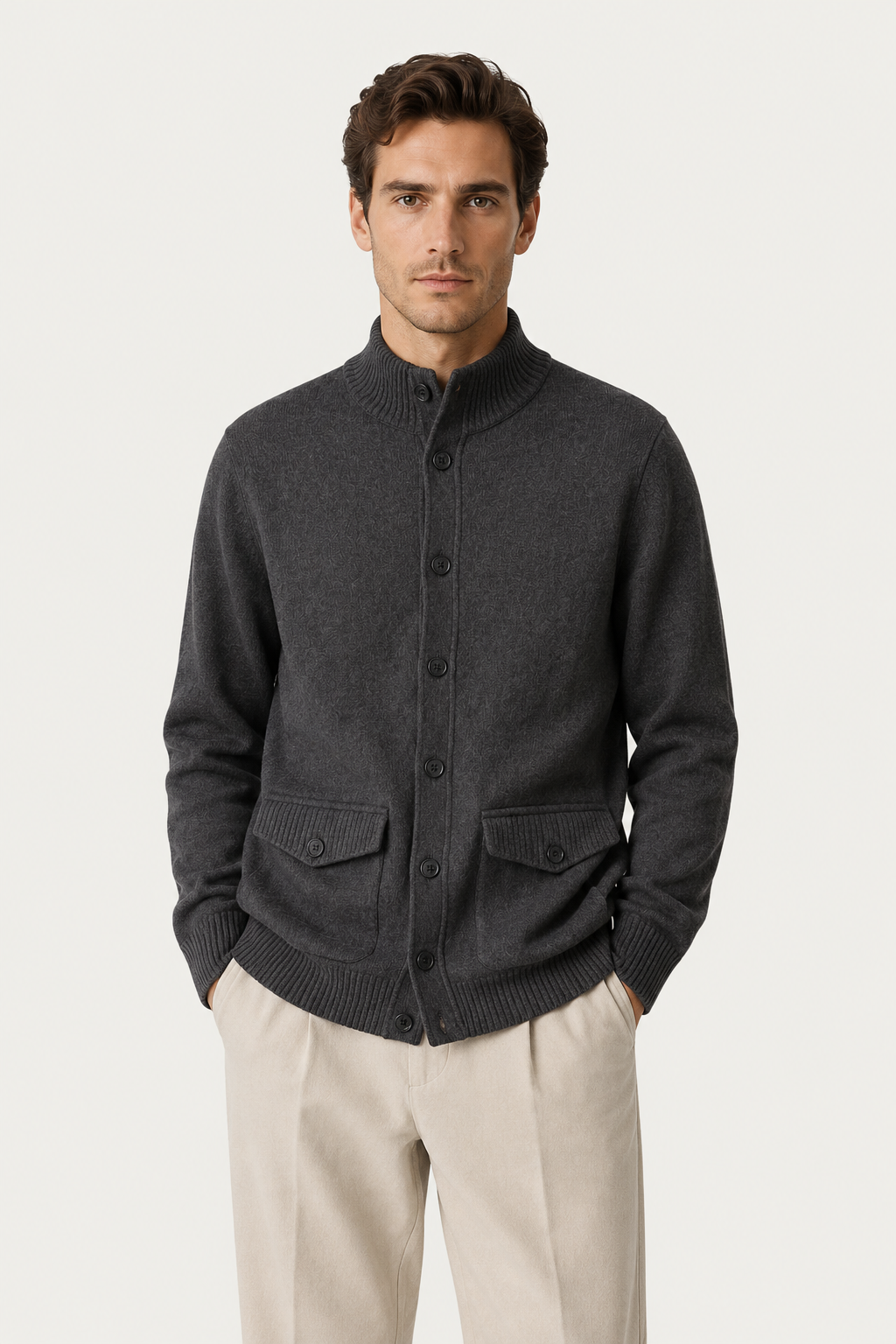 Strickjacke mit Knöpfen Dunkelgrau