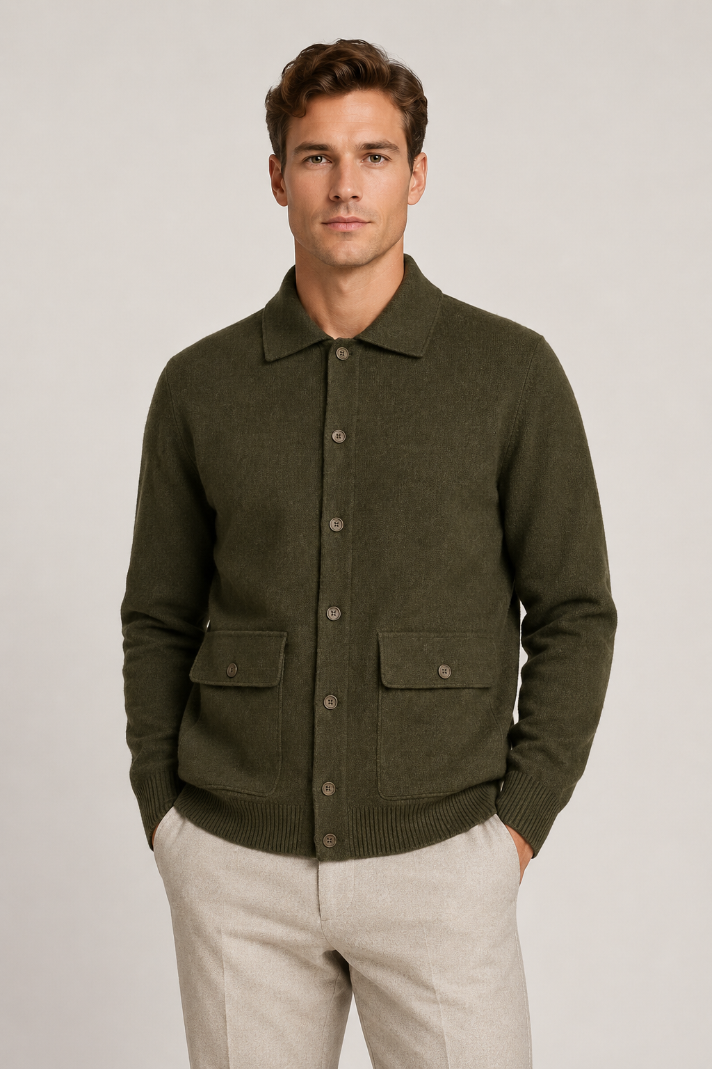 Valmont Strickjacke mit Knöpfen Olive