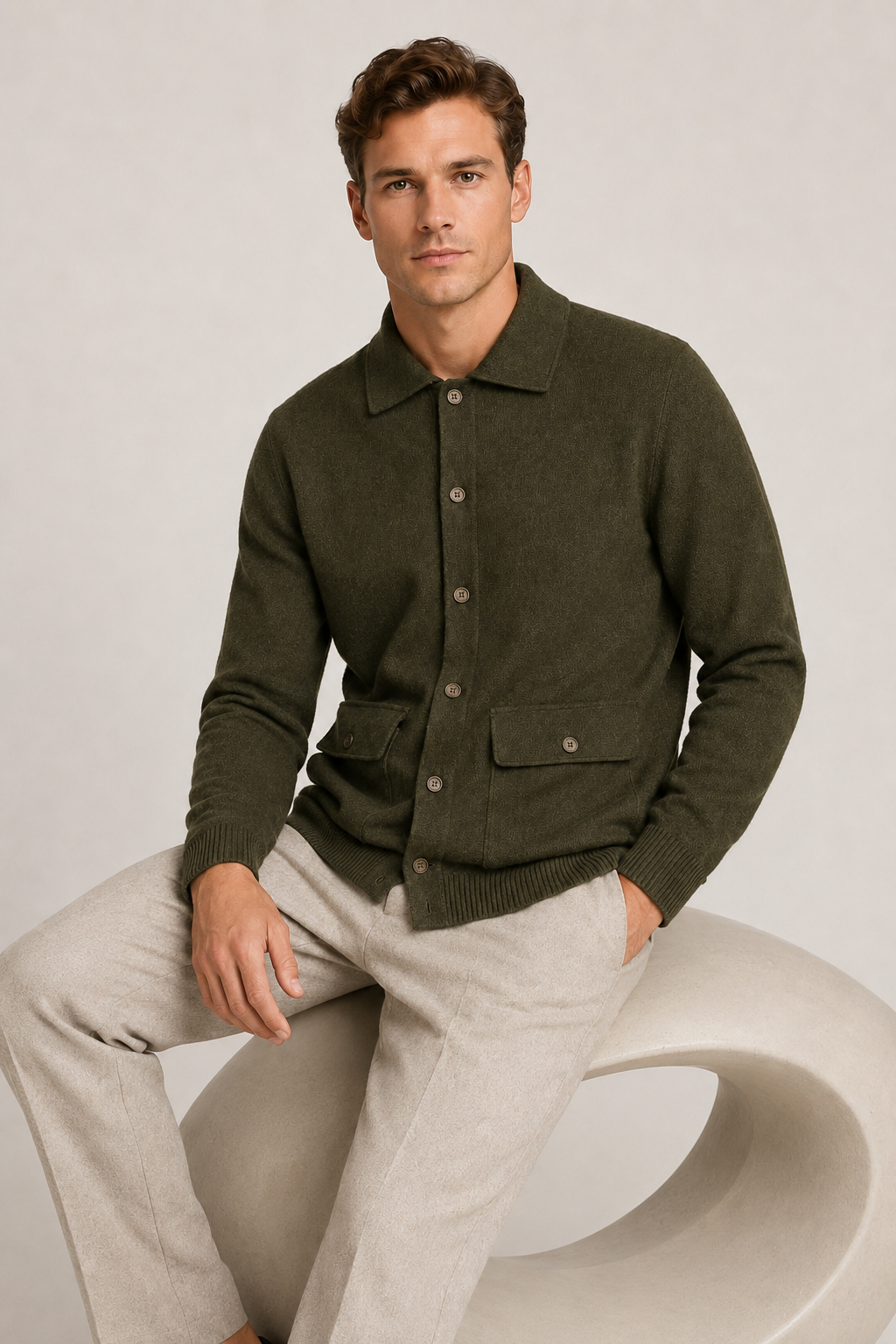 Valmont Strickjacke mit Knöpfen Olive