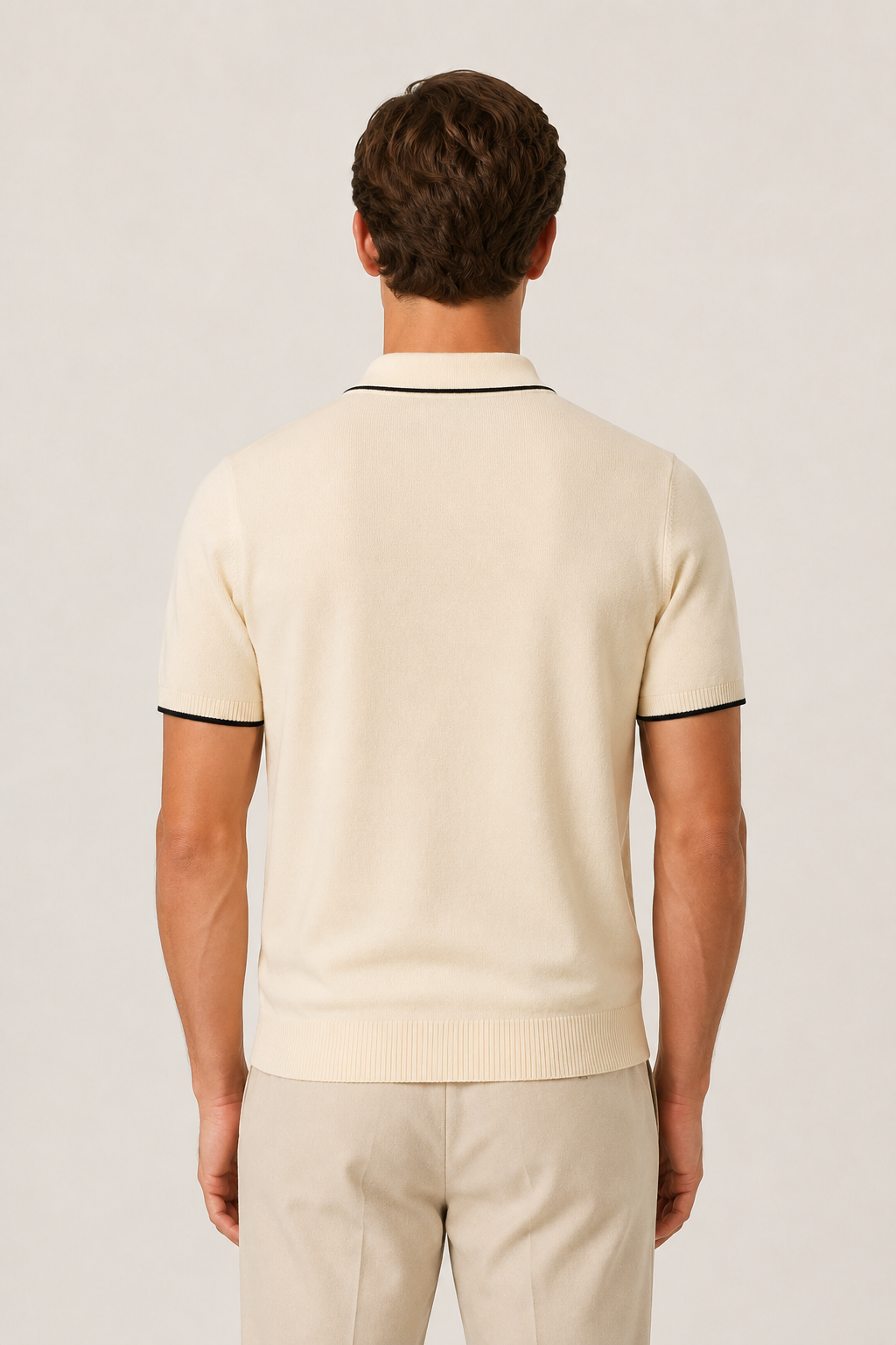 Feingestricktes Polohemd Beige