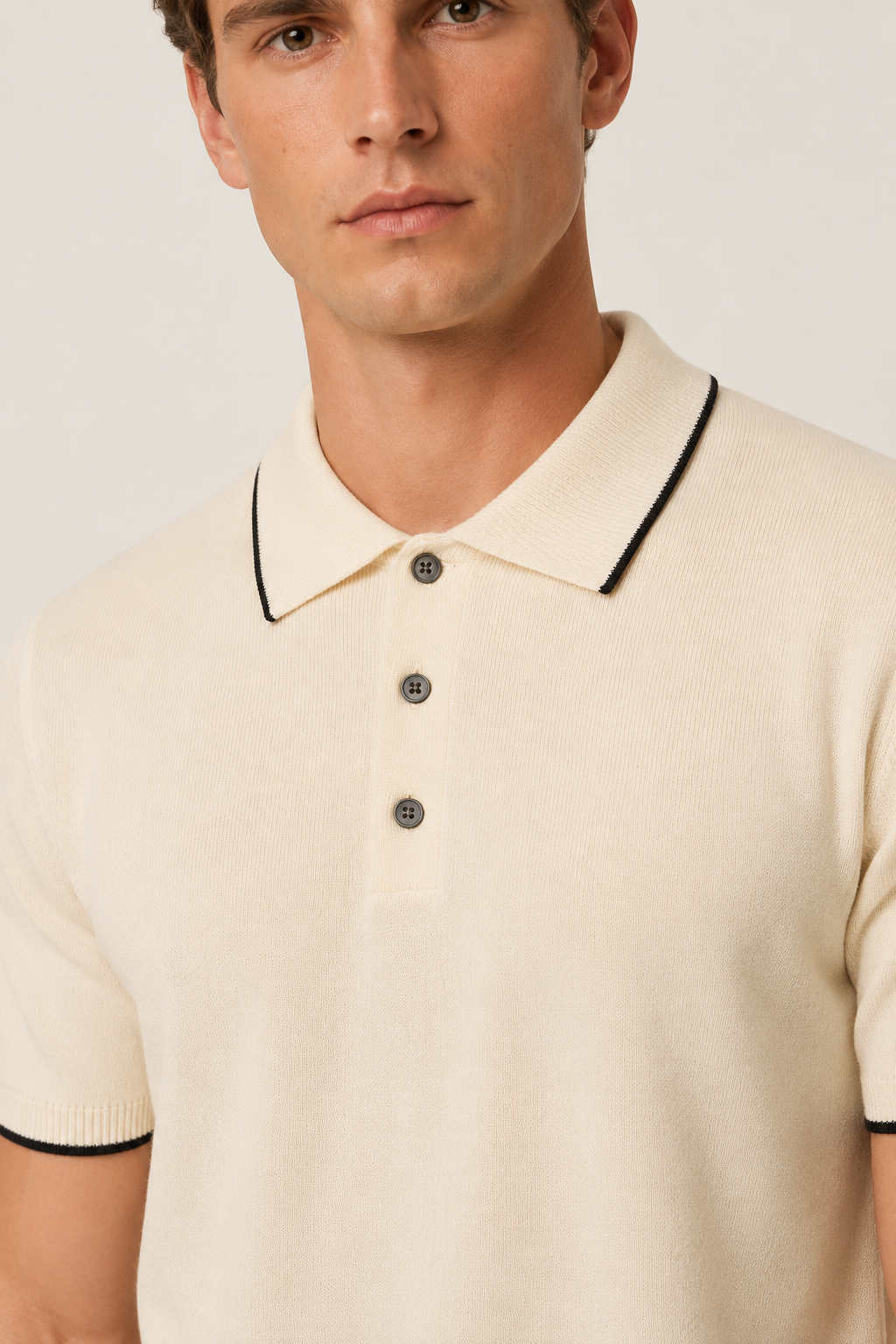 Feingestricktes Polohemd Beige