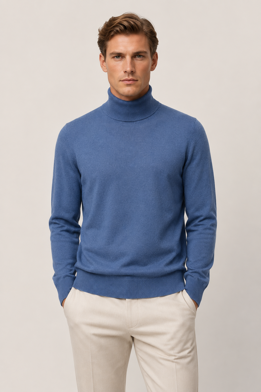 Intemporel Rollkragenpullover Jeansblau
