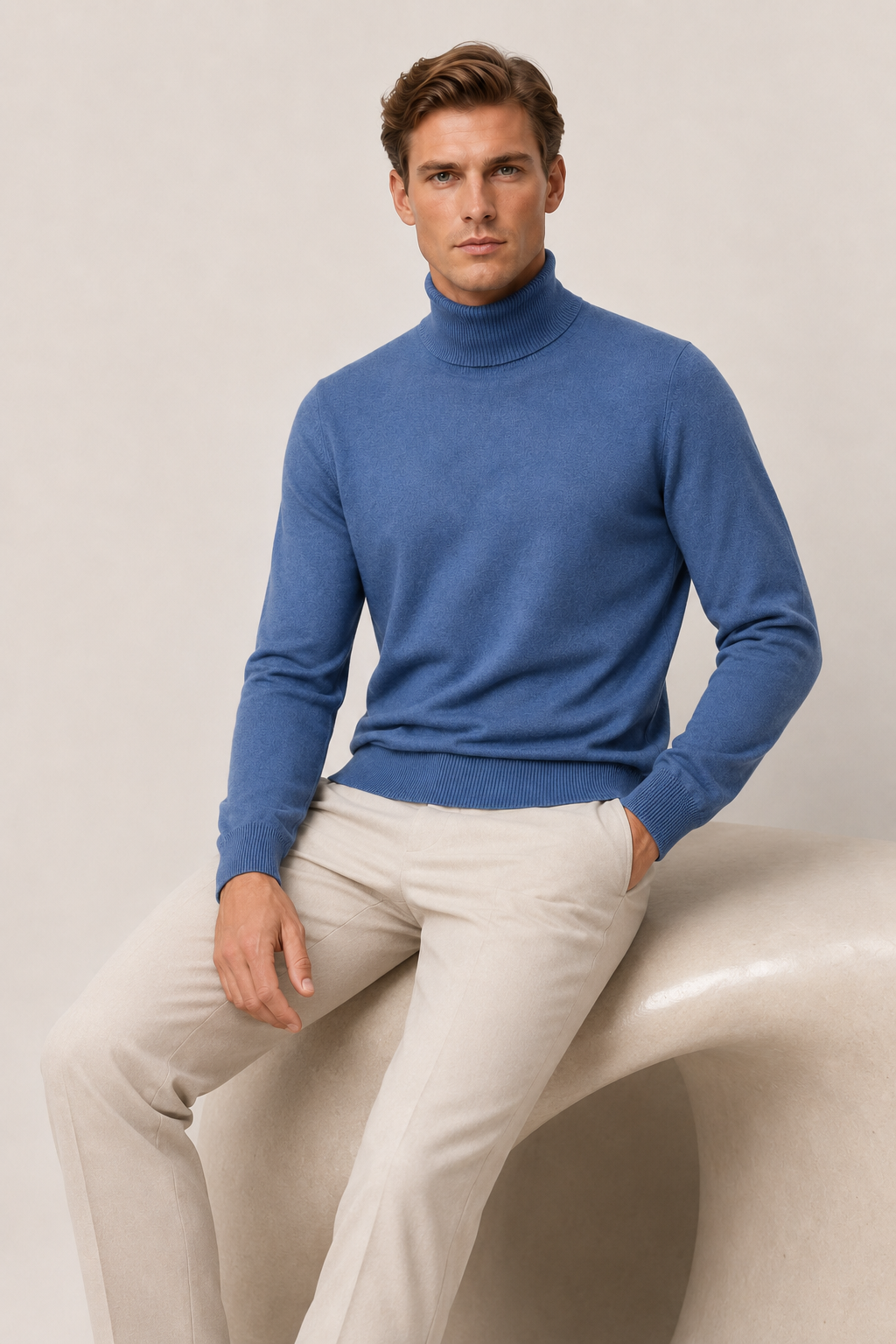 Intemporel Rollkragenpullover Jeansblau