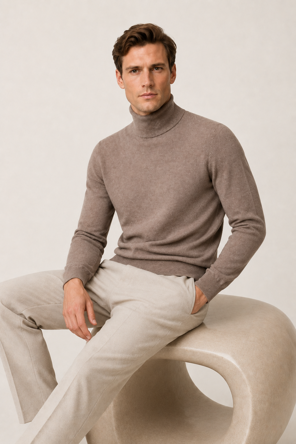 Intemporel Rollkragenpullover Taupe