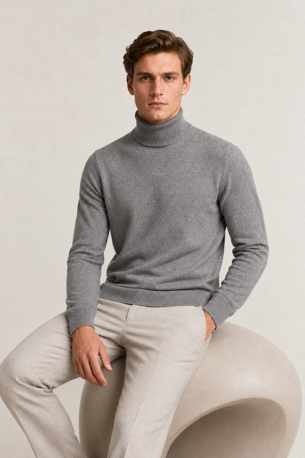 Zeitloser Rollkragenpullover Grau