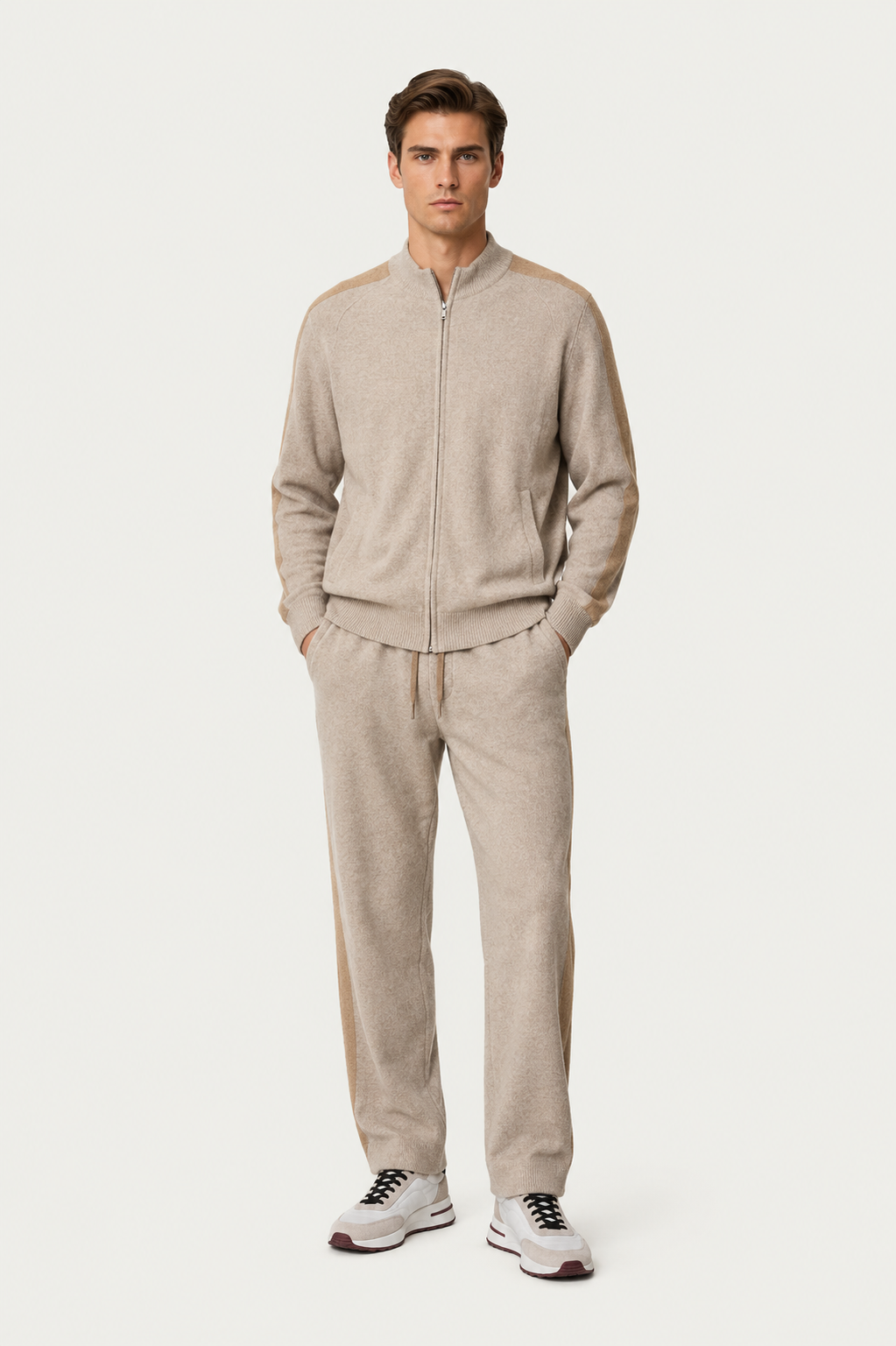 Zweifarbiger Strick-Set Beige