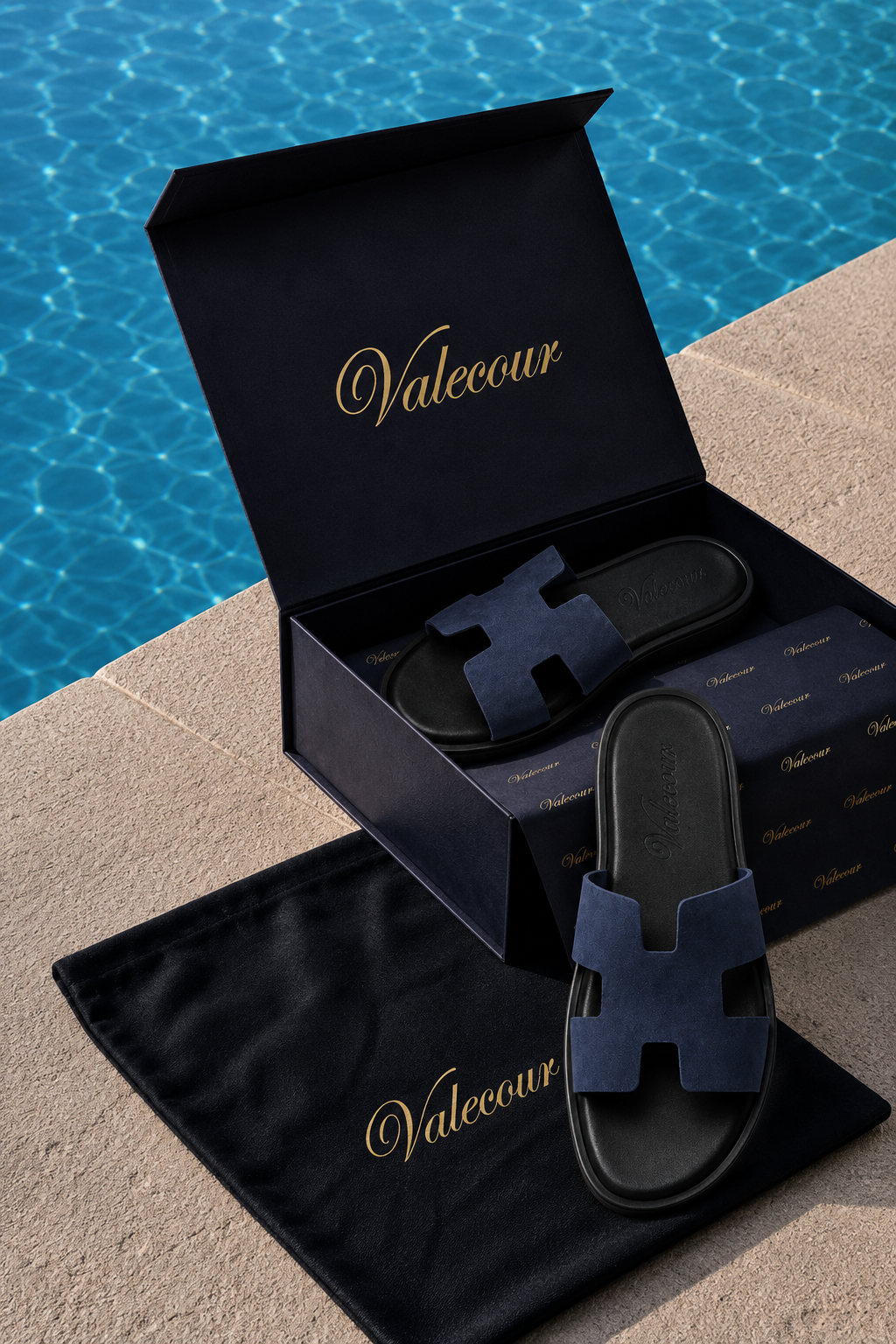 Valero Wildledersandale Navy
