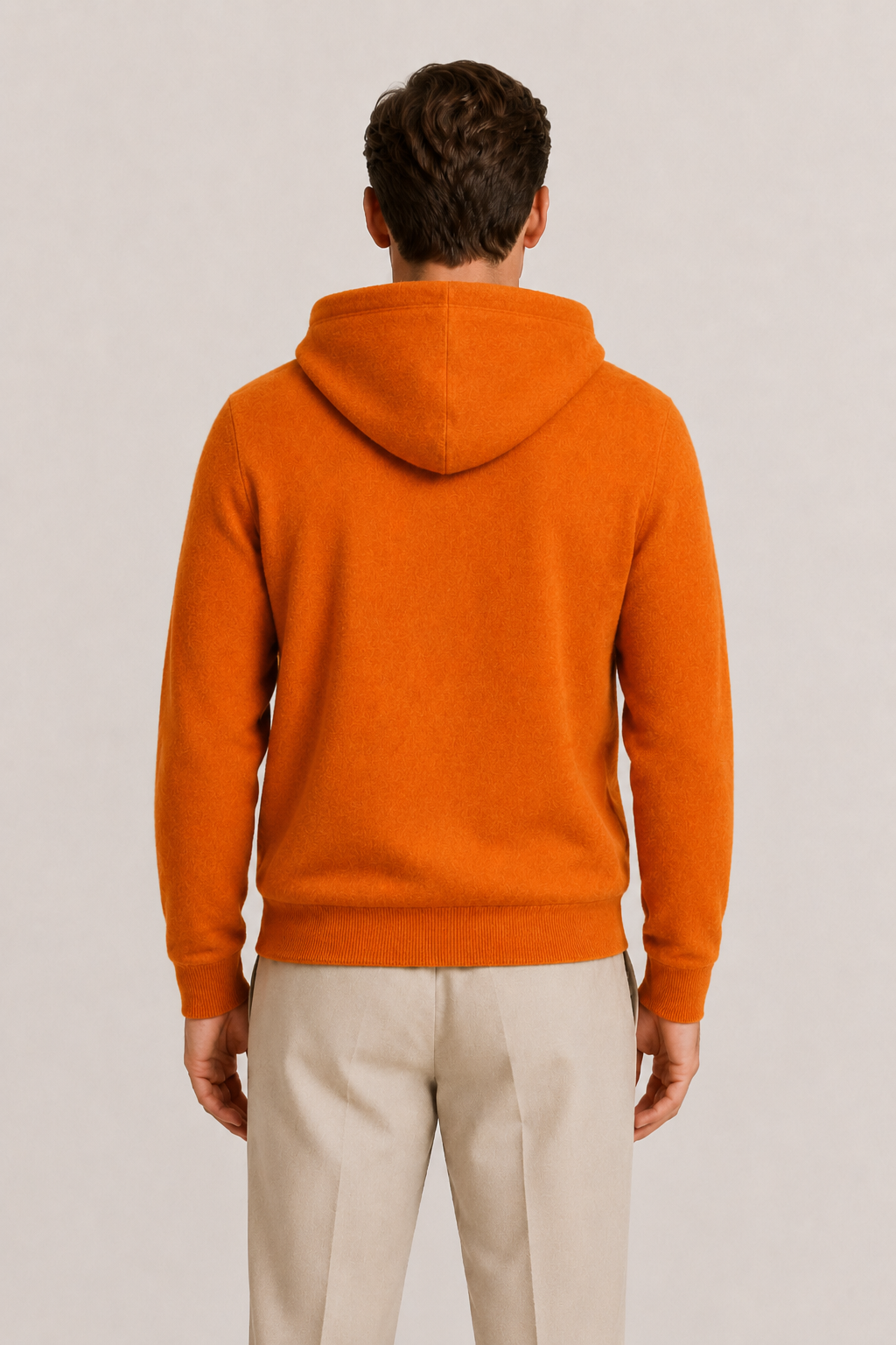 Wendbarer Kapuzenstrickjacke mit Reißverschluss Beige & Orange