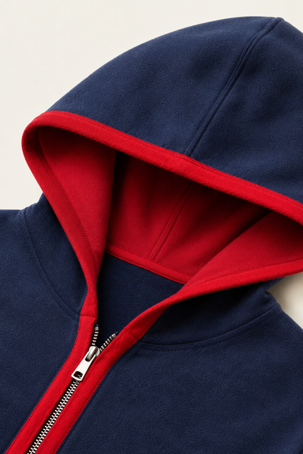 Kapuzenstrickjacke Marine / Rot