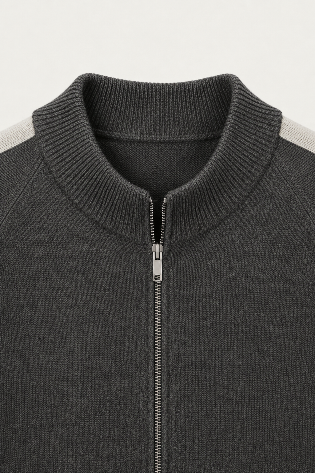 Rippstrickjacke mit Reißverschluss, Dunkelgrau