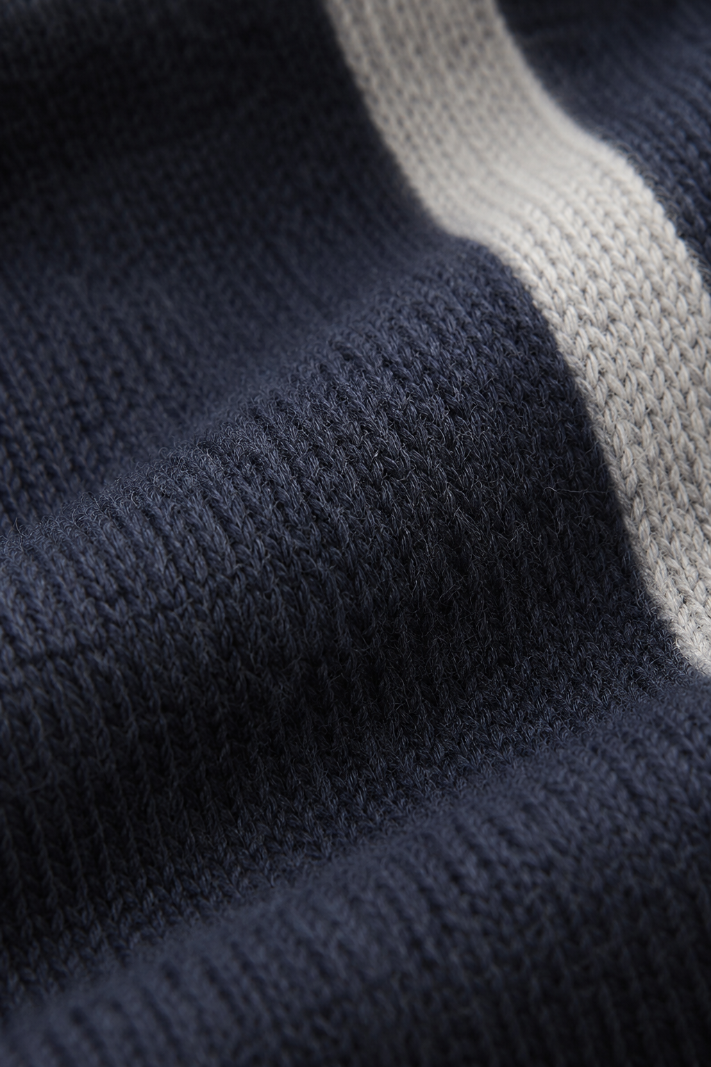 Rippstrick-Kragen-Reißverschluss-Strickpullover Marine