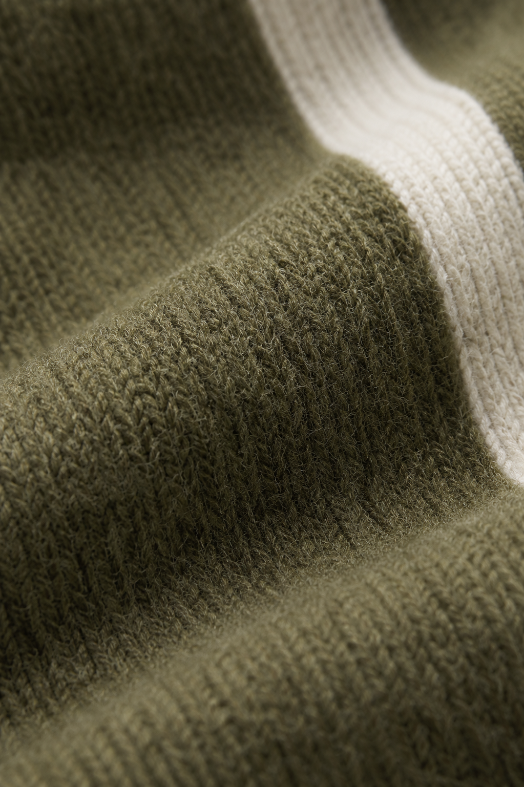 Rippkragen-Strickjacke mit Reißverschluss, Oliv
