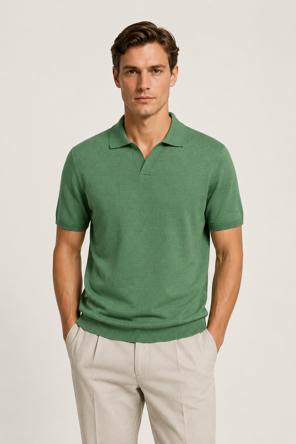 Klassisches Poloshirt ohne Knöpfe – Grün