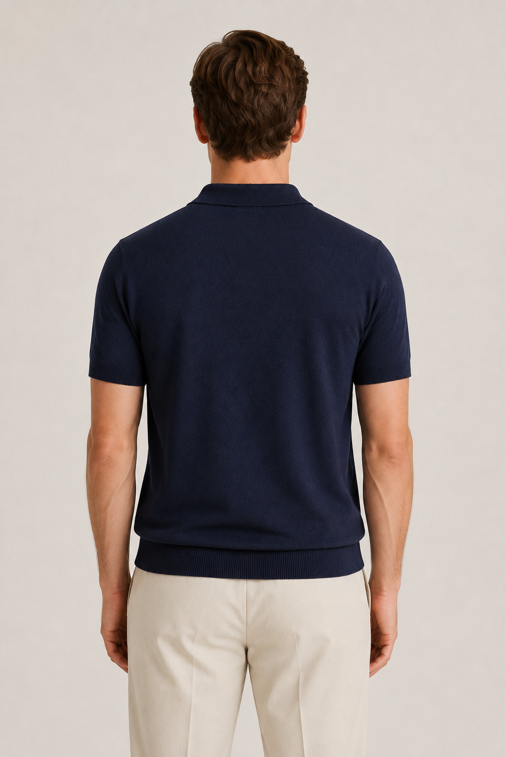 Klassisches Poloshirt ohne Knöpfe – Marineblau