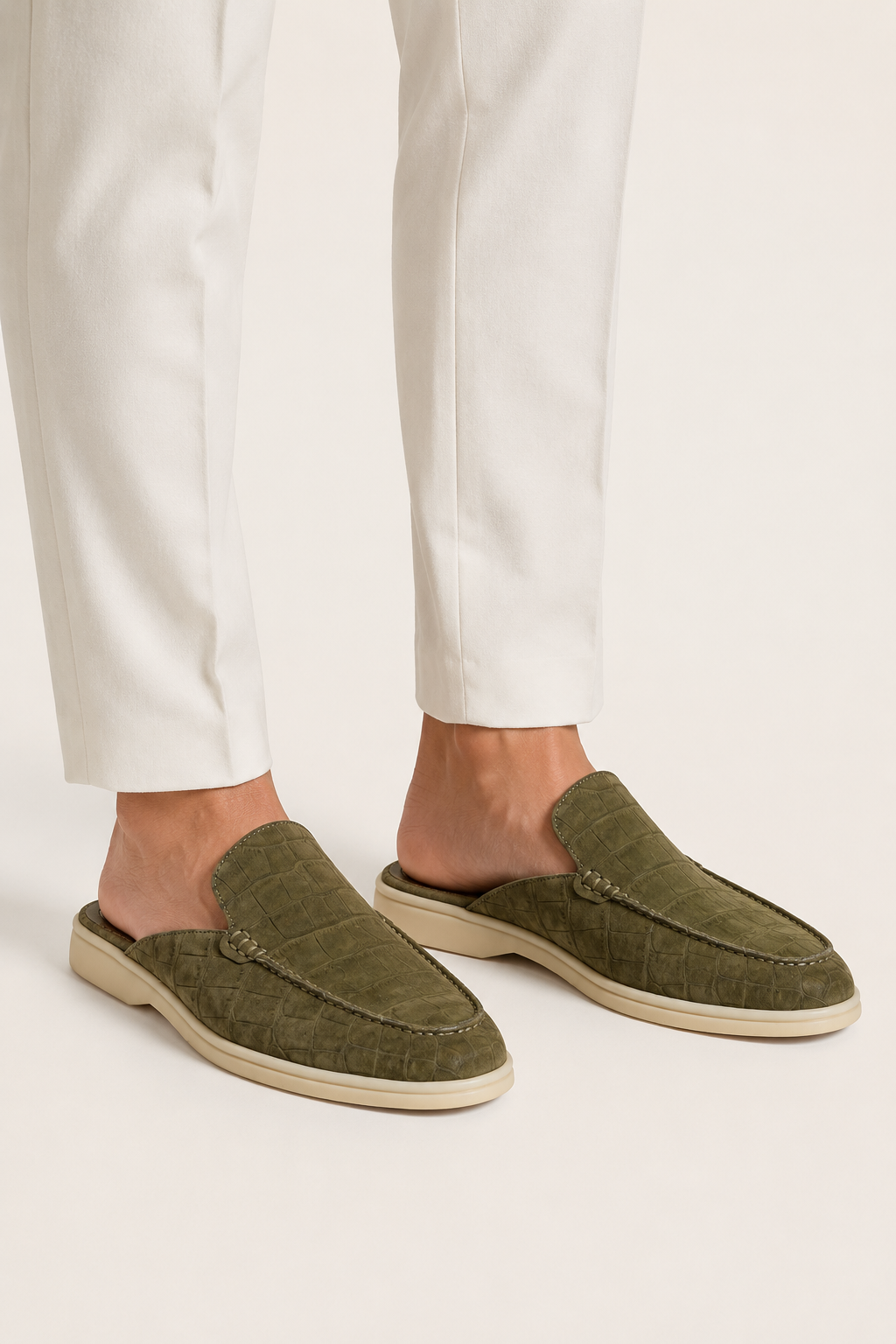 Croco Mule Glanzschwarz