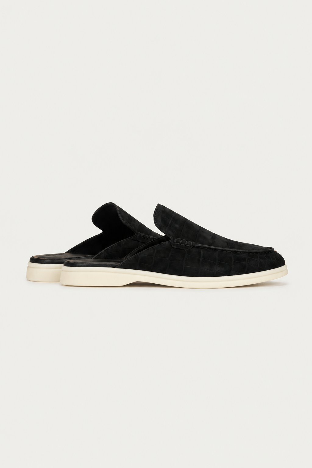 Croco Mule Glanzschwarz