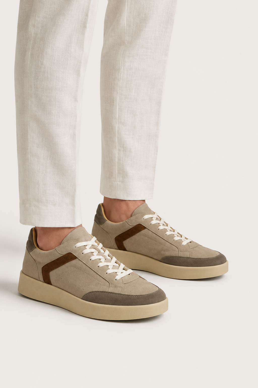 Verona Wildleder-Sneaker Beige/Dunkelbraun