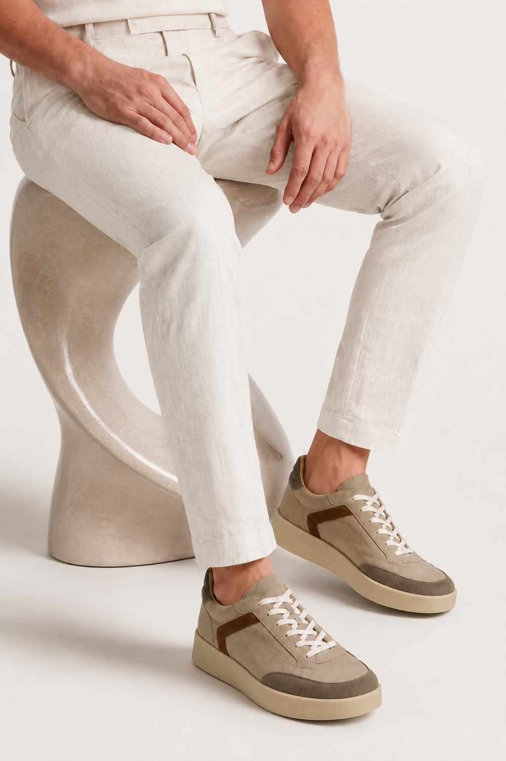 Verona Wildleder-Sneaker Beige/Dunkelbraun