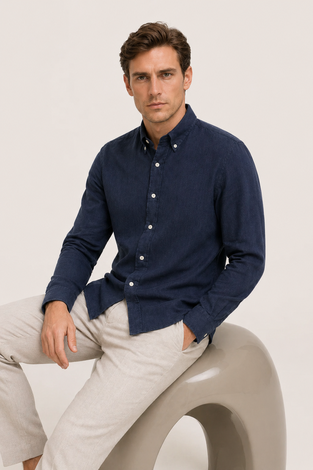 Haute Leinenhemd Navy