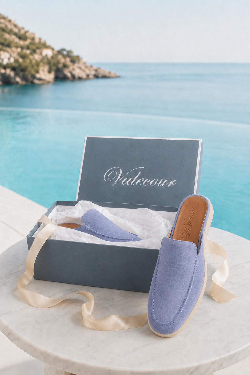 Slipper aus Wildleder „Ancestral“ Babyblau