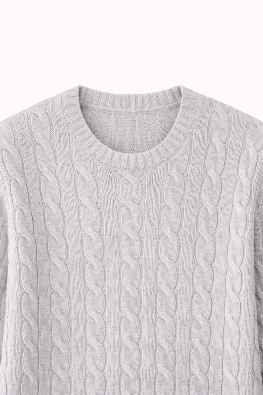 Handgestrickter Zopfmusterpullover Grau