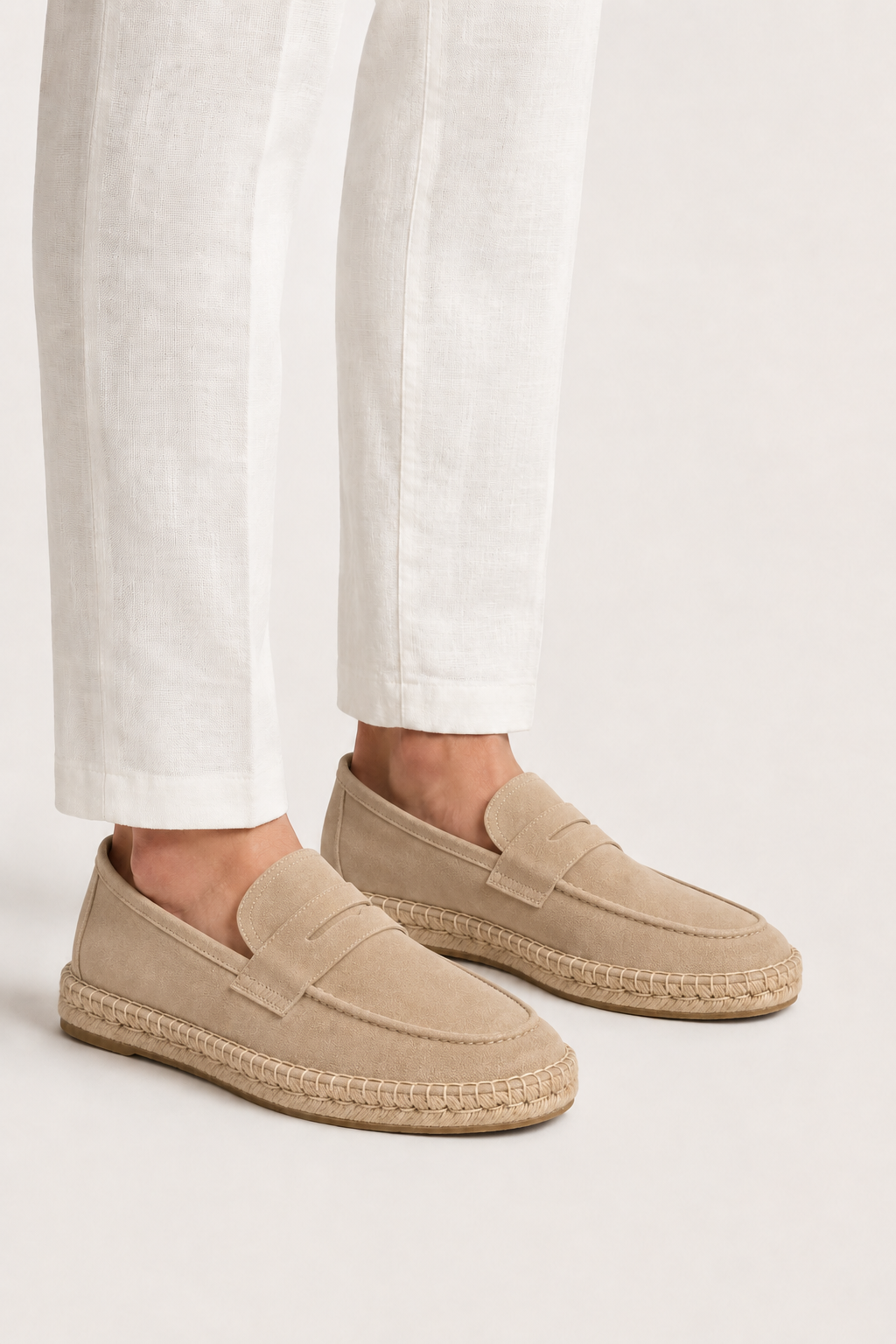 Espadrille aus Veloursleder, Beige
