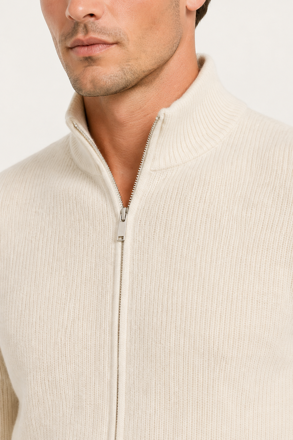 Lodève Strickjacke mit Reißverschluss, creme