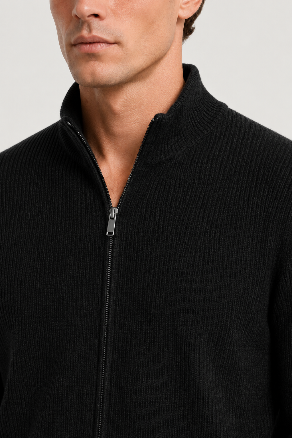 Lodève Reißverschluss-Strickpullover Schwarz