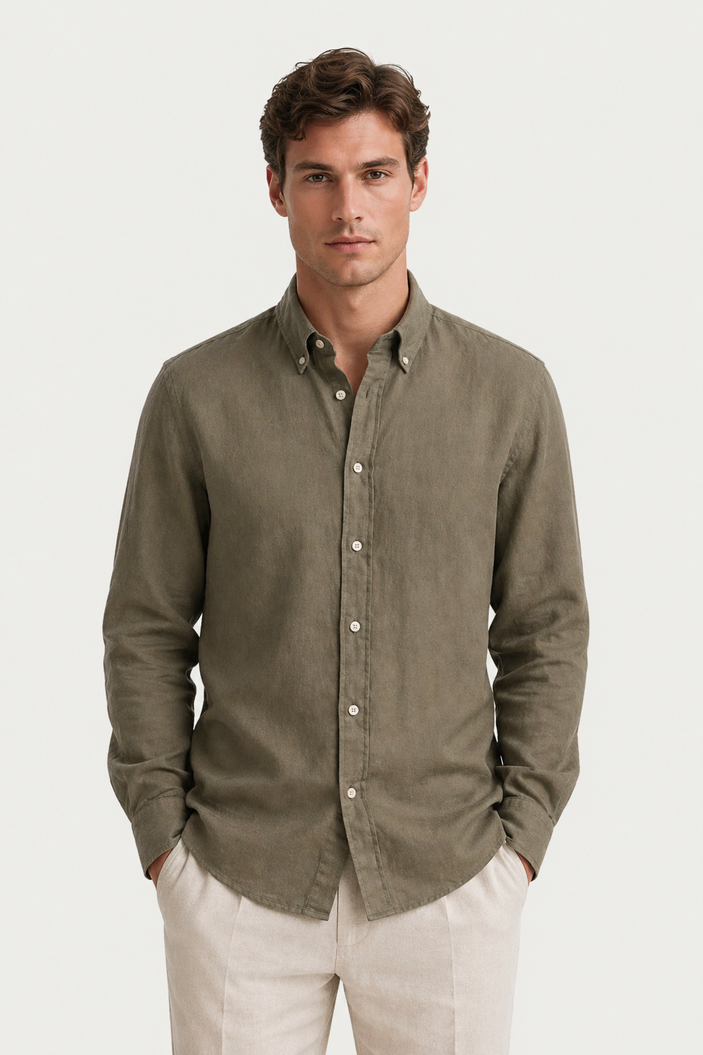 Edles Leinenhemd Olive