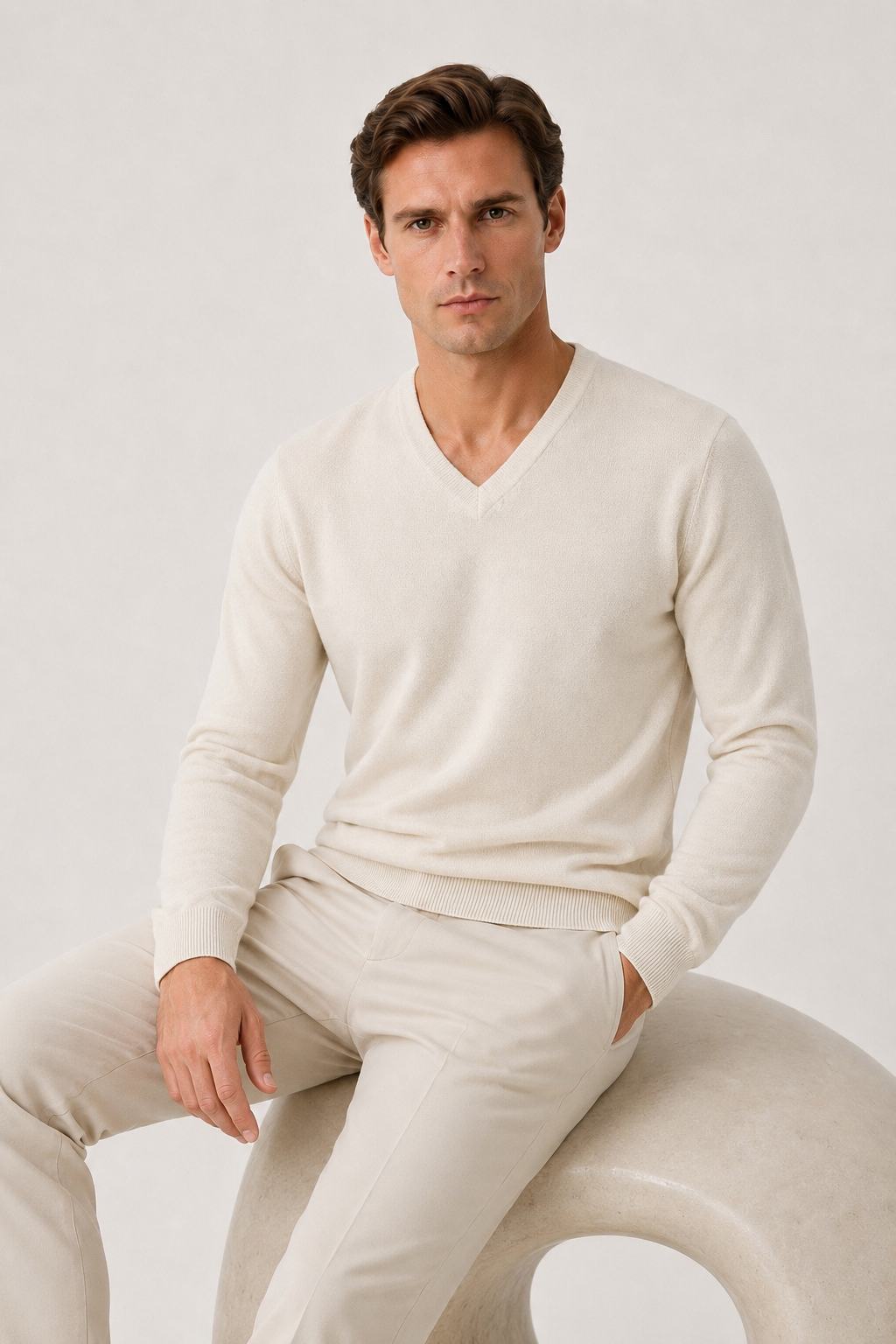 Classic V-neck Cream