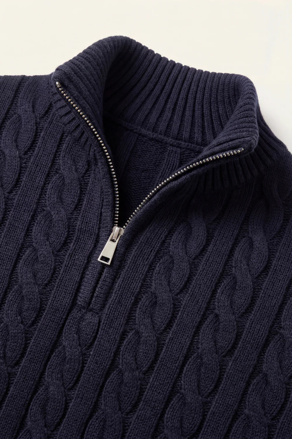 Classic Cable Quarter Zip Navy